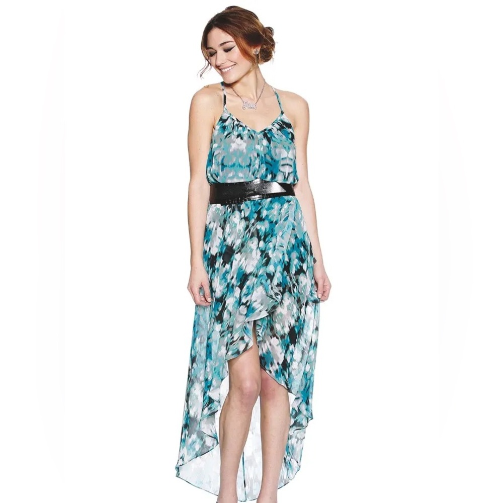 Guess Teal and Black High Low Dress
